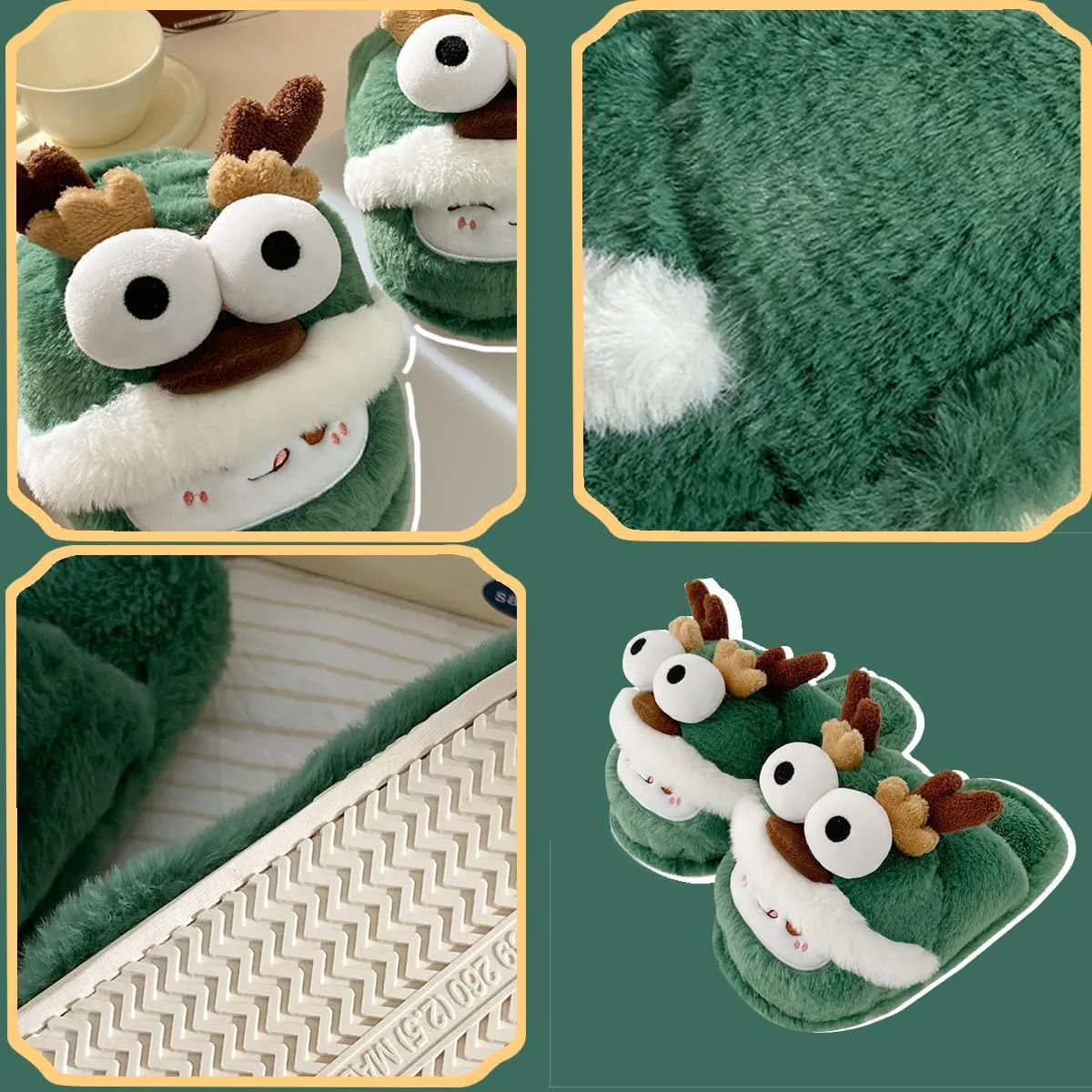 Tokisaki Christmas Reindeer Slippers for Women Men Non-Slip House Moose Slippers Animal Slipper Cozy Winter Bedroom Shoes