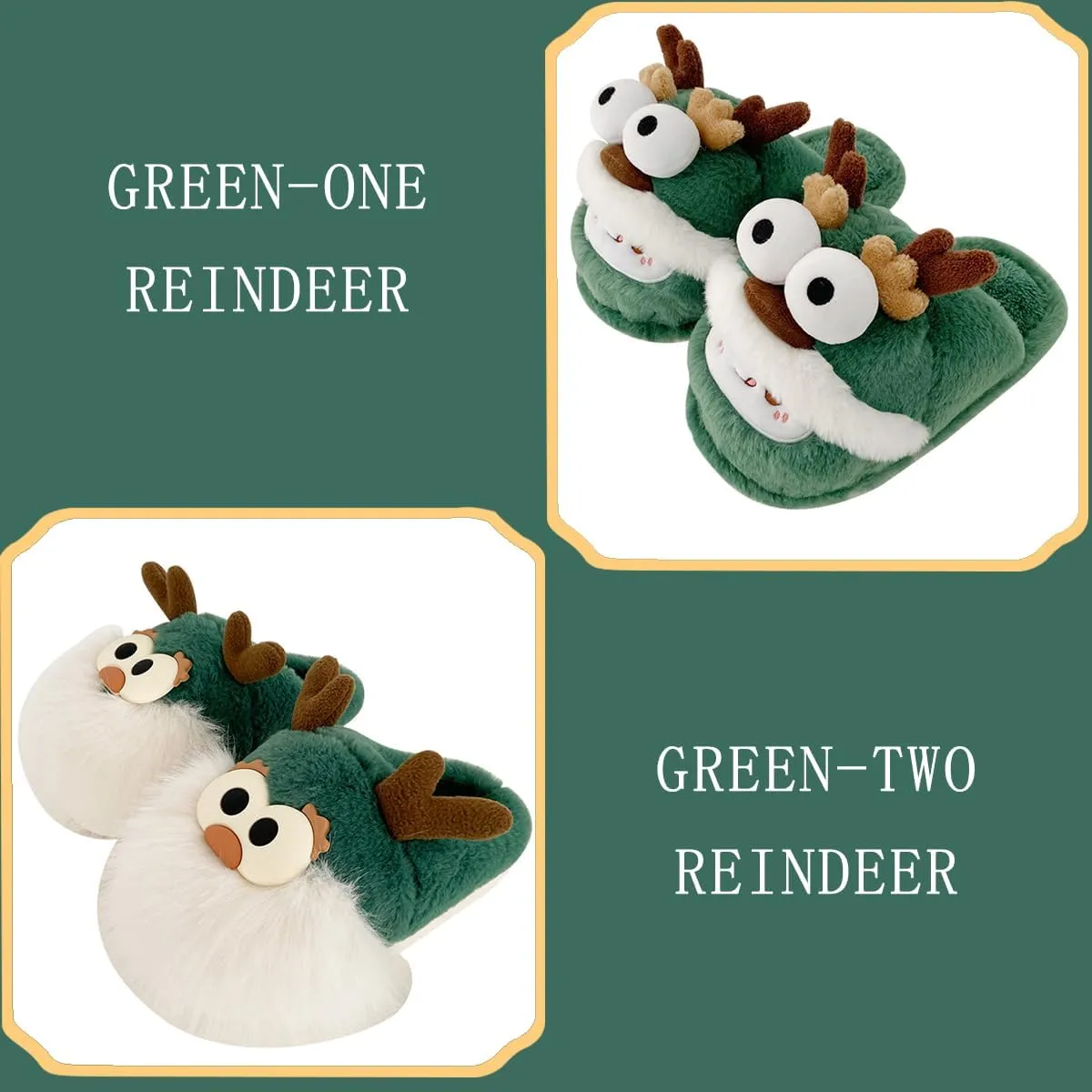 Tokisaki Christmas Reindeer Slippers for Women Men Non-Slip House Moose Slippers Animal Slipper Cozy Winter Bedroom Shoes