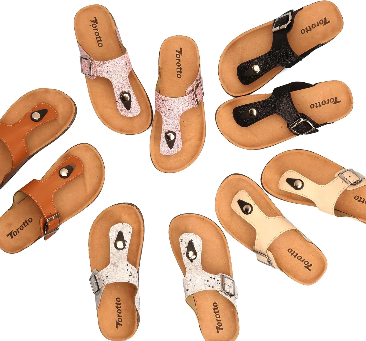 Torotto Boys Girls Glitter Slide Sandals Kids Flip Flops Cork Slipper with Adjustable Straps (Toddler/Little Kid/Big Kid)