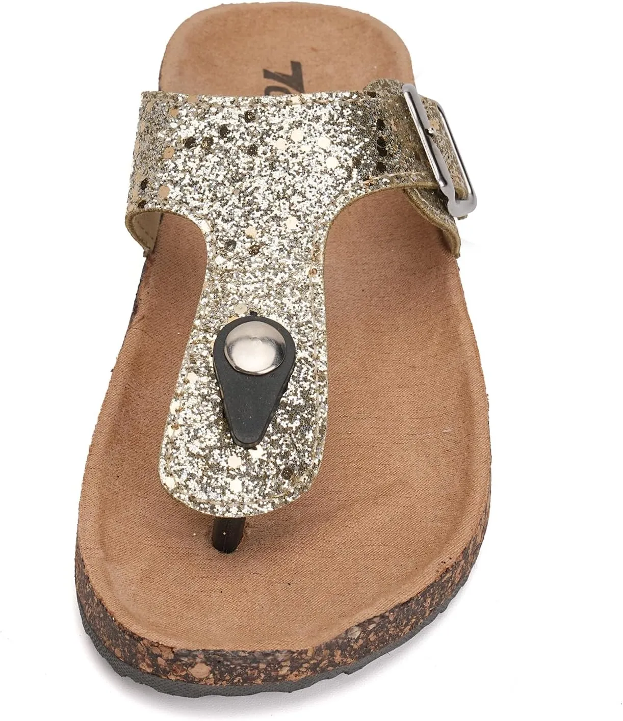 Torotto Boys Girls Glitter Slide Sandals Kids Flip Flops Cork Slipper with Adjustable Straps (Toddler/Little Kid/Big Kid)