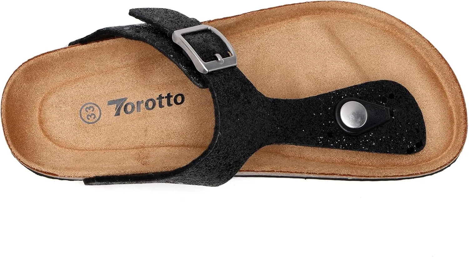Torotto Boys Girls Glitter Slide Sandals Kids Flip Flops Cork Slipper with Adjustable Straps (Toddler/Little Kid/Big Kid)