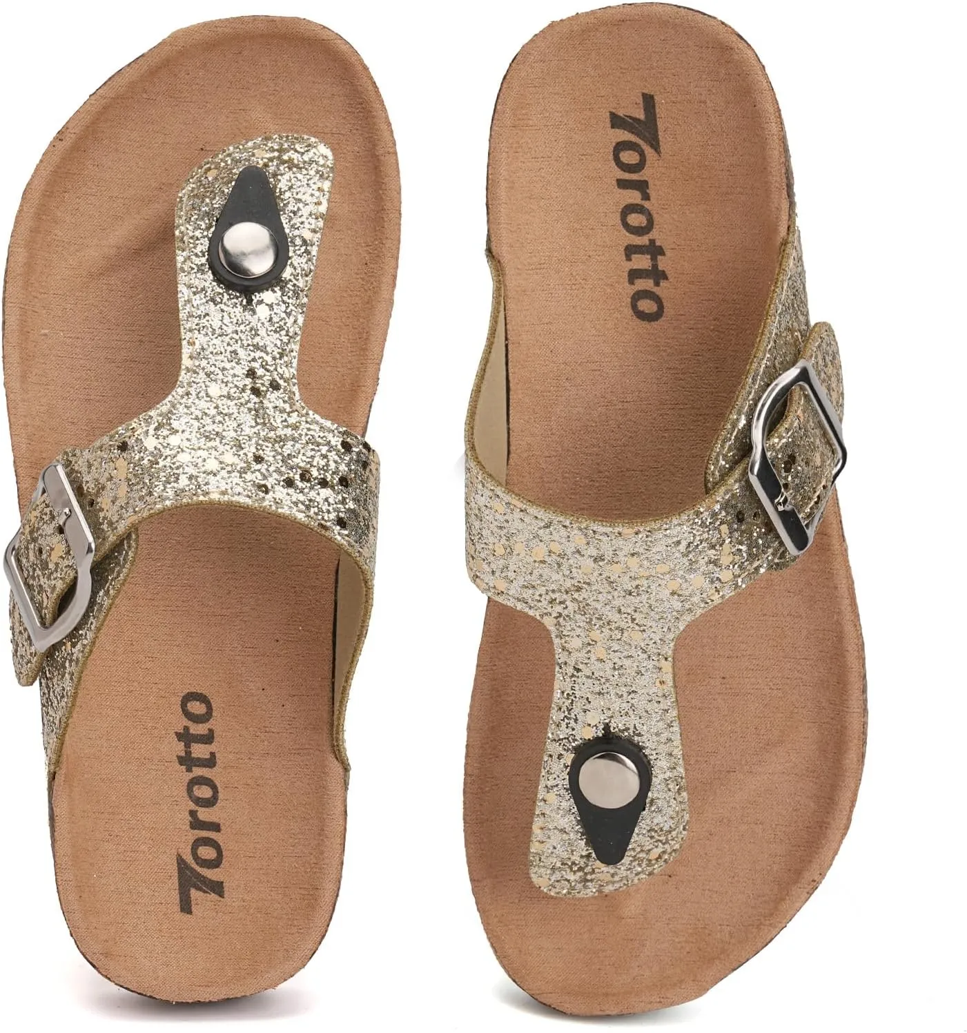 Torotto Boys Girls Glitter Slide Sandals Kids Flip Flops Cork Slipper with Adjustable Straps (Toddler/Little Kid/Big Kid)