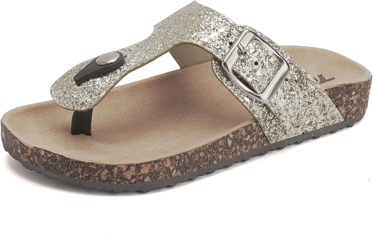 Torotto Boys Girls Glitter Slide Sandals Kids Flip Flops Cork Slipper with Adjustable Straps (Toddler/Little Kid/Big Kid)