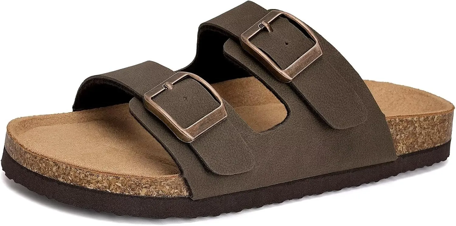Torotto Kids Sandals Boys Girls Slide Summer Non-slip Cork Glitter Toddler Slippers with Adjustable Straps for Indoor & Outdoor