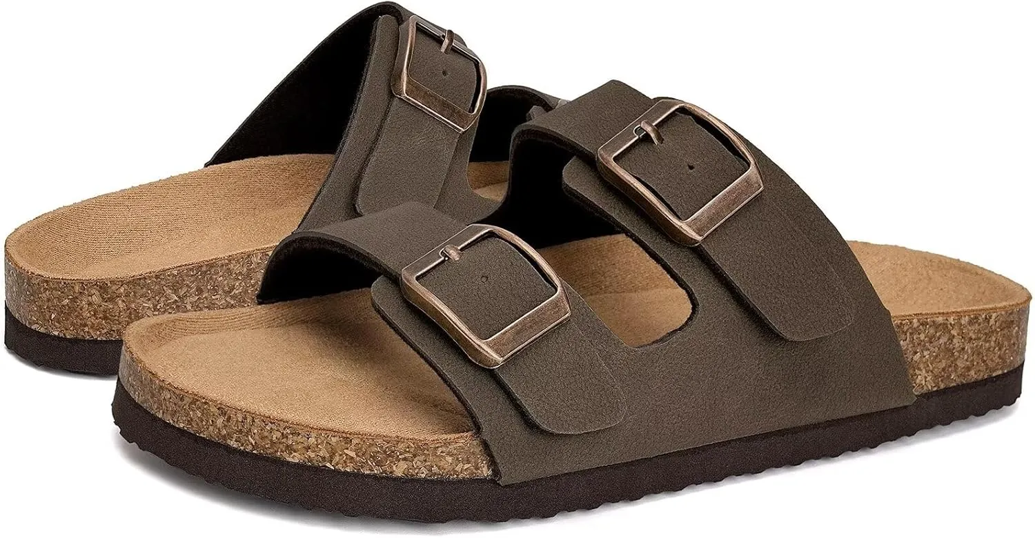 Torotto Kids Sandals Boys Girls Slide Summer Non-slip Cork Glitter Toddler Slippers with Adjustable Straps for Indoor & Outdoor