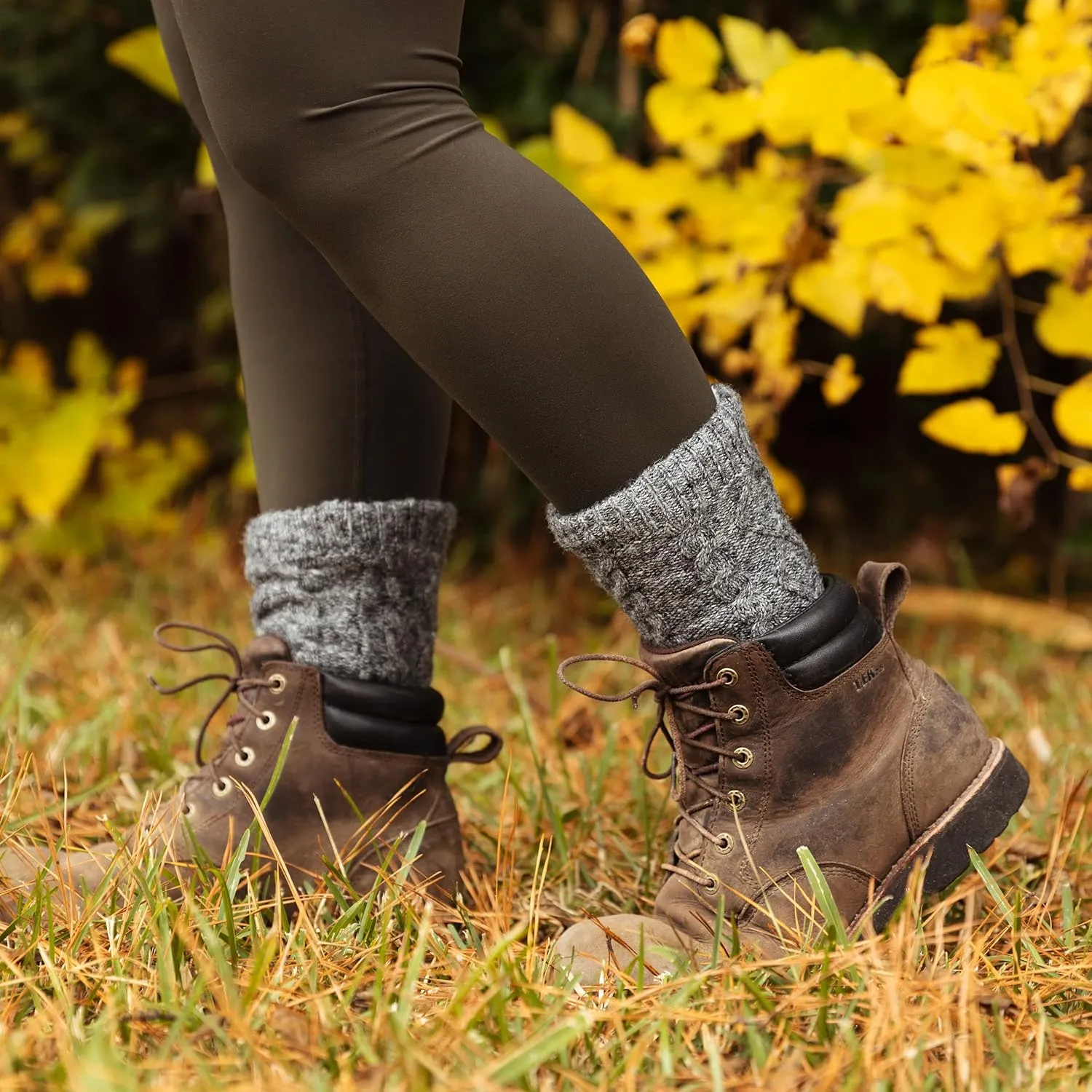 Tough Land Slipper Socks for Women with Grippers Non Slip, Sherpa Lined Slipper Socks