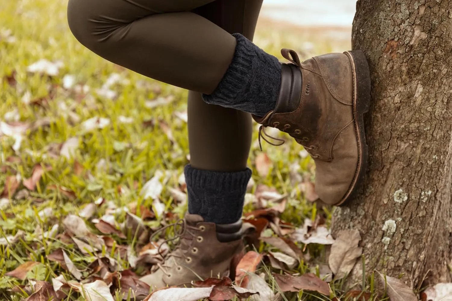 Tough Land Slipper Socks for Women with Grippers Non Slip, Sherpa Lined Slipper Socks