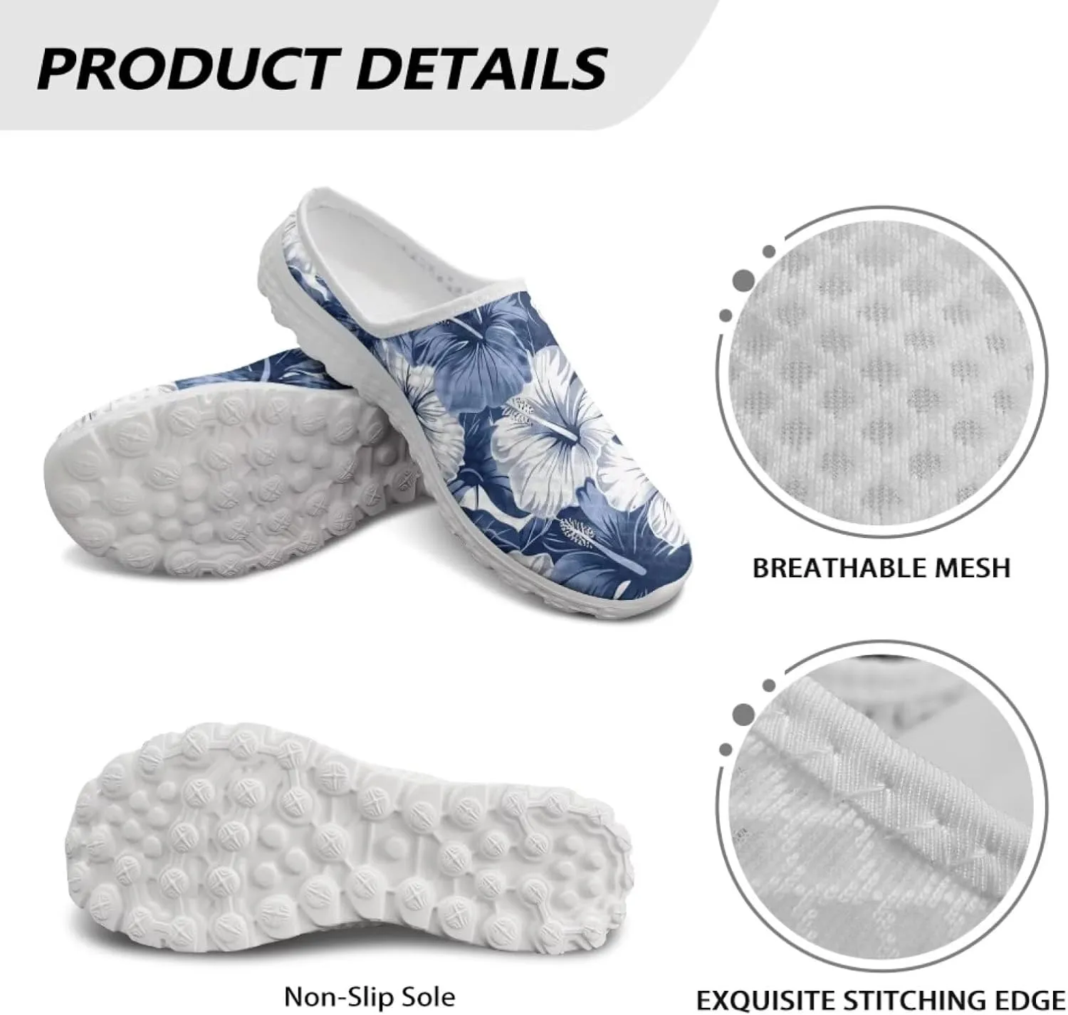 Tropical Flora Women's Arch Support Mule Garden Shoes Slip On Loafers Breathable Summer Barefoot Walking Flat