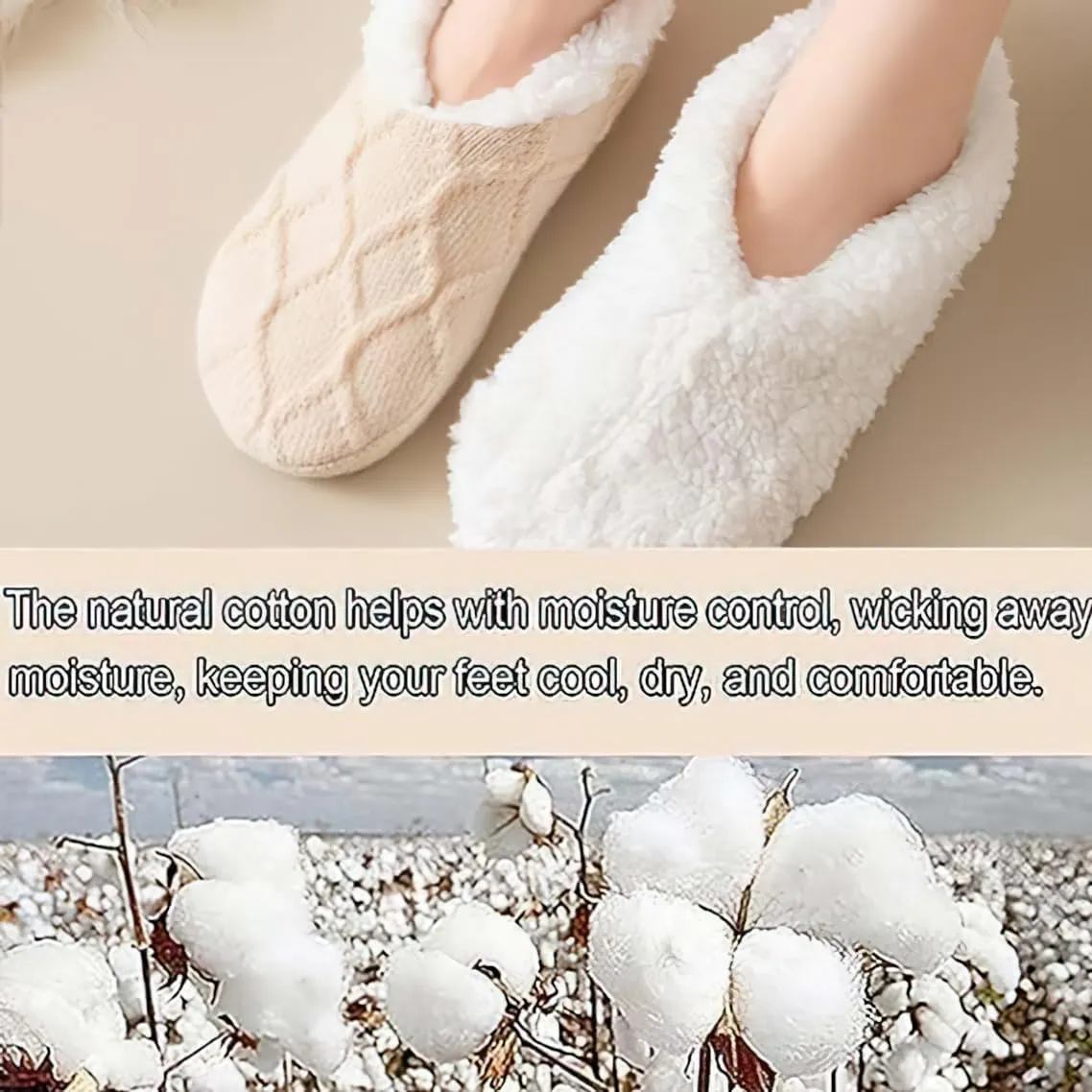 Truecups Socks Fleece-Lined Non-Slip Thermal Slippers Socks Fleece Lined Slipper Socks