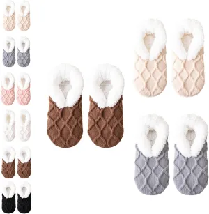 Truecups Socks Fleece-Lined Non-Slip Thermal Slippers Socks Fleece Lined Slipper Socks