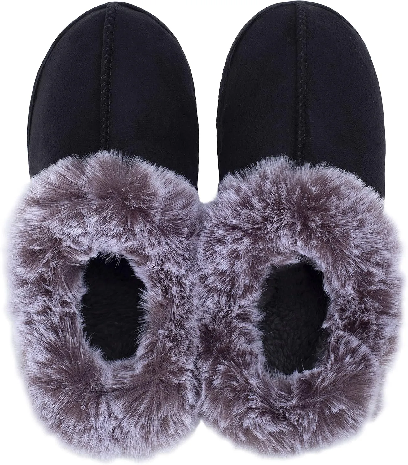 UBXRIN Womens Fuzzy Memory Foam Slippers Boots Cozy Faux Fur House Shoes Indoor Outdoor Rubber Sole Anti-Skid
