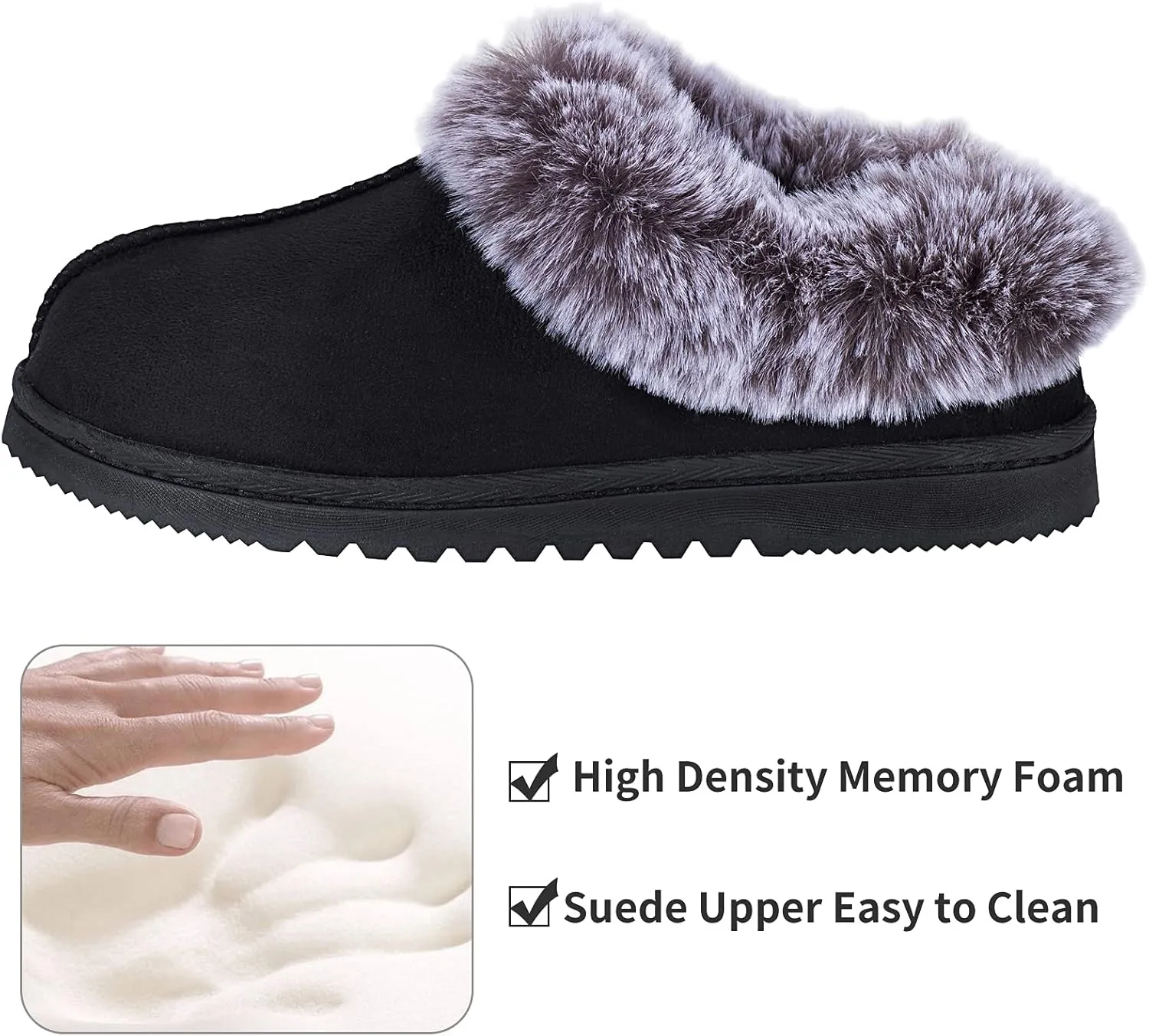UBXRIN Womens Fuzzy Memory Foam Slippers Boots Cozy Faux Fur House Shoes Indoor Outdoor Rubber Sole Anti-Skid