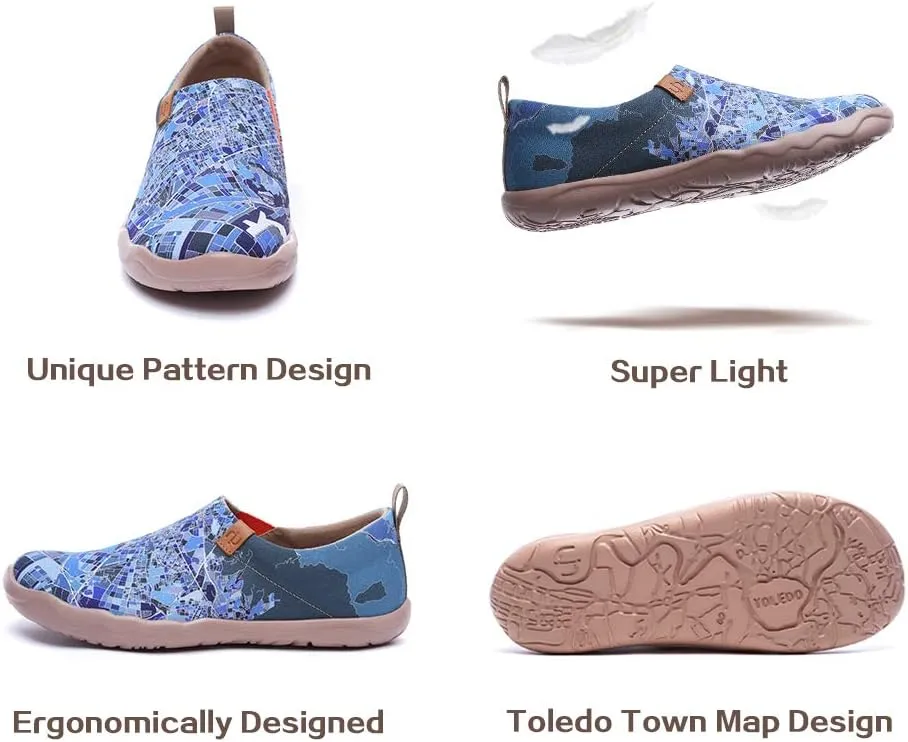 UIN Men's Walking Travel Shoes Slip On Canvas Casual Loafers Lightweight Comfort Fashion Sneaker Happy Doggies