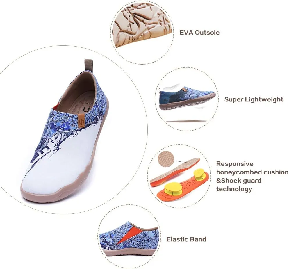 UIN Men's Walking Travel Shoes Slip On Canvas Casual Loafers Lightweight Comfort Fashion Sneaker Happy Doggies