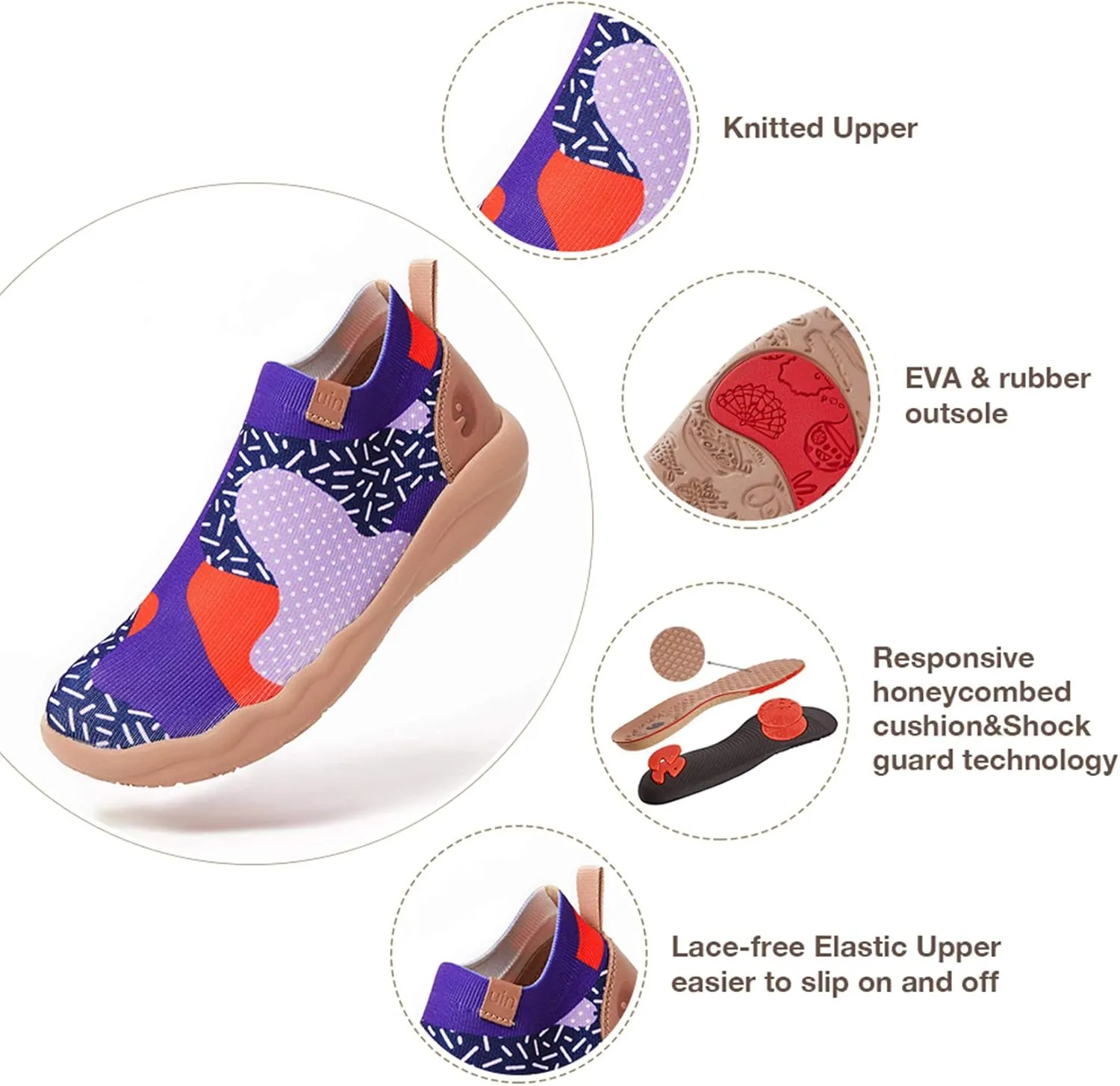 UIN Women's Walking Shoes High Top Knitted Boots Casual Lightweight Comfort Fashion Sneaker Madrid