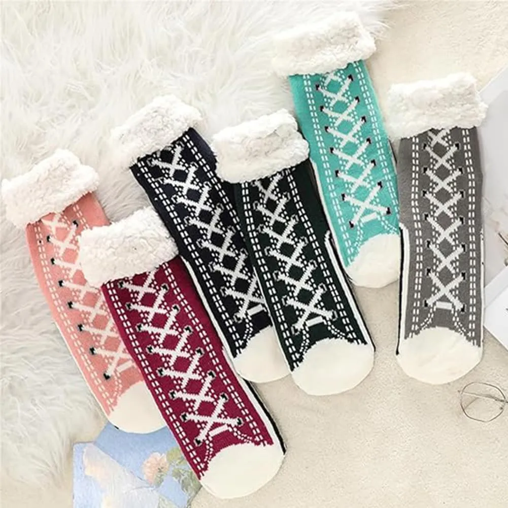 Ultra-Thick Cashmere Slipper Socks - Non-Slip Fluffy Warm Winter Home Socks