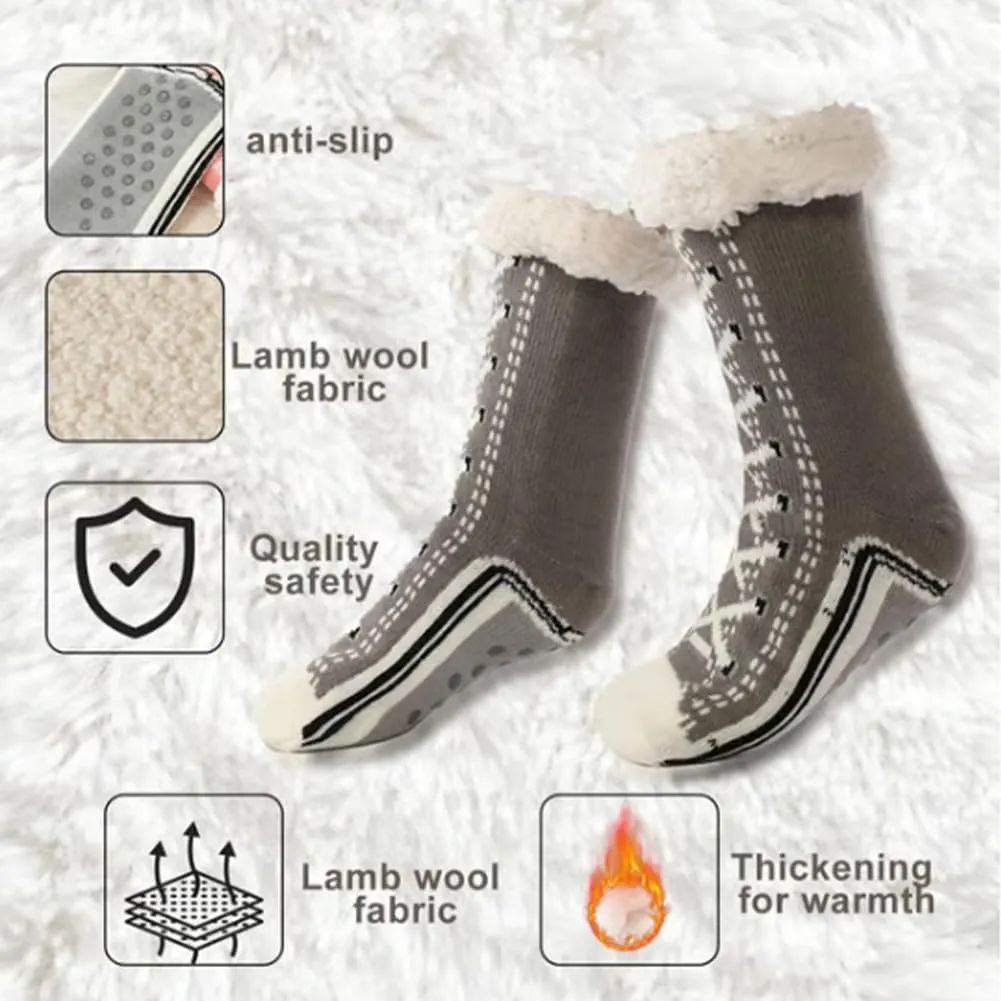 Ultra-Thick Cashmere Slipper Socks - Non-Slip Fluffy Warm Winter Home Socks