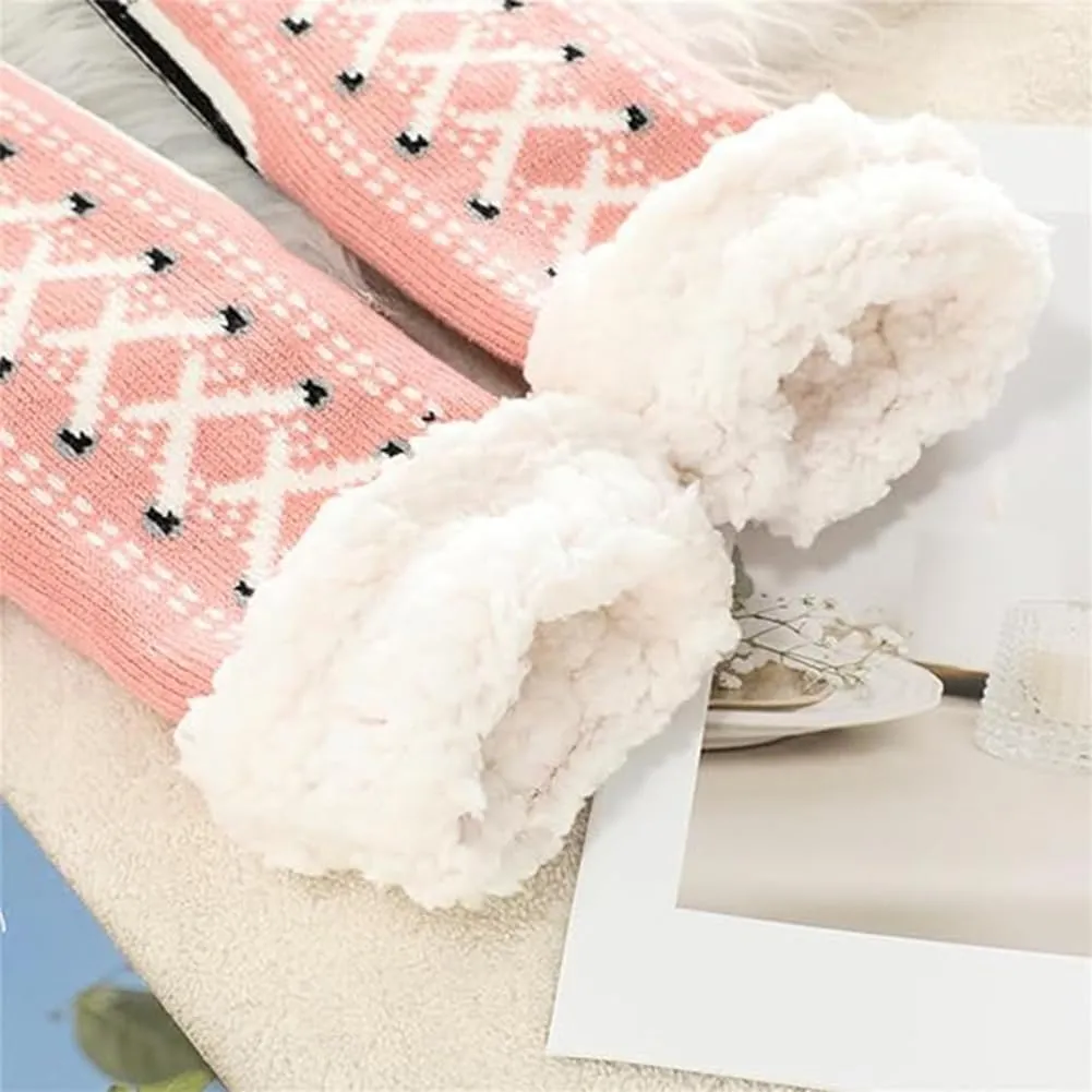 Ultra-Thick Cashmere Slipper Socks - Non-Slip Fluffy Warm Winter Home Socks