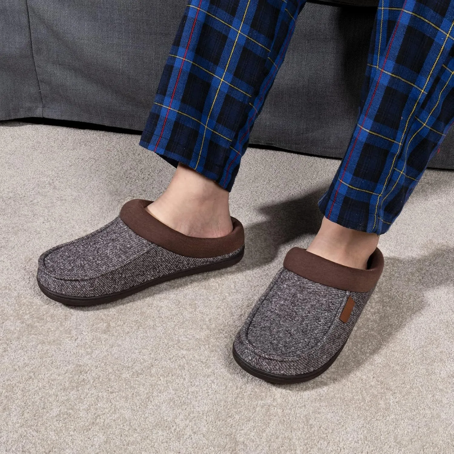 ULTRAIDEAS Men's Nealon Moccasin Clog Slipper, Slip on Indoor/Outdoor House Shoes