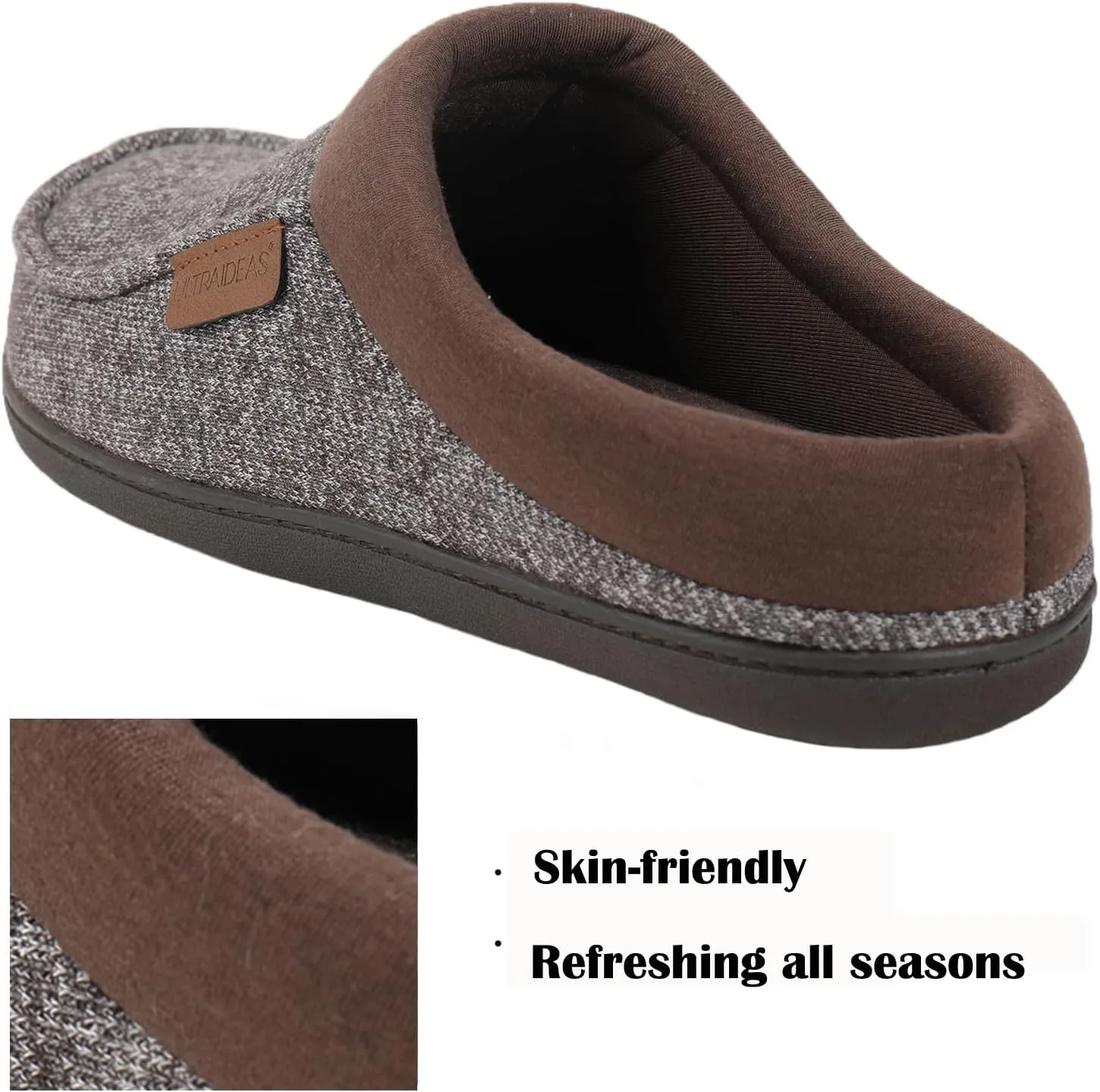 ULTRAIDEAS Men's Nealon Moccasin Clog Slipper, Slip on Indoor/Outdoor House Shoes