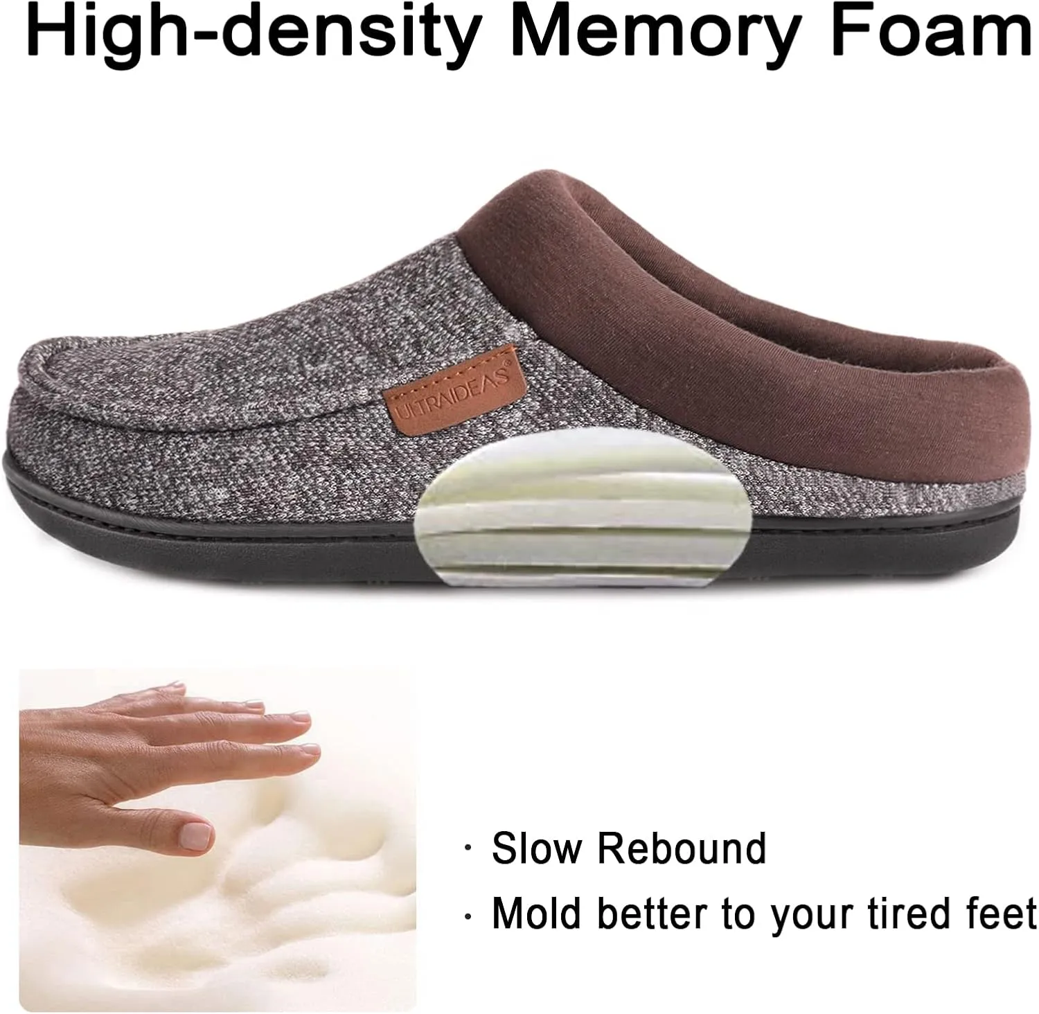 ULTRAIDEAS Men's Nealon Moccasin Clog Slipper, Slip on Indoor/Outdoor House Shoes