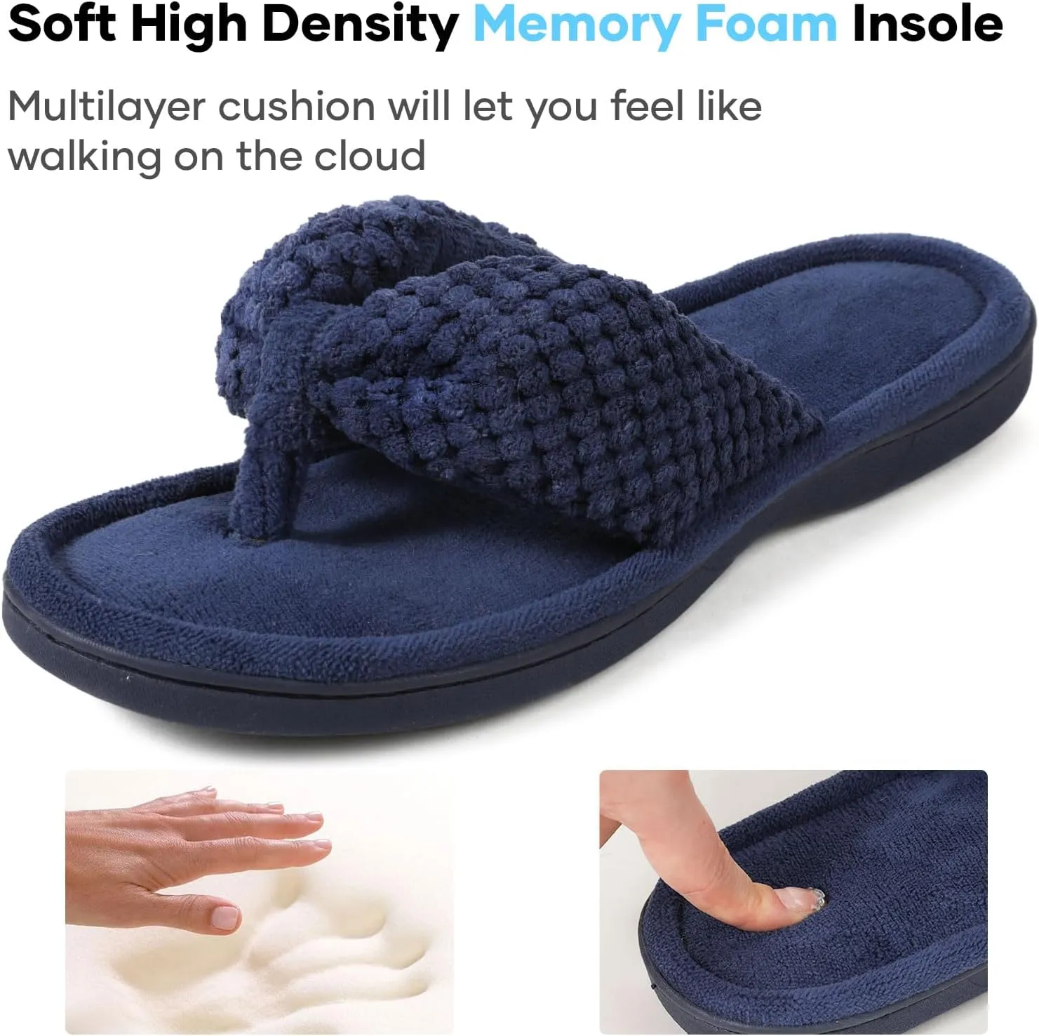 ULTRAIDEAS Women's Popcorn Flip Flop House Slipper with Memory Foam