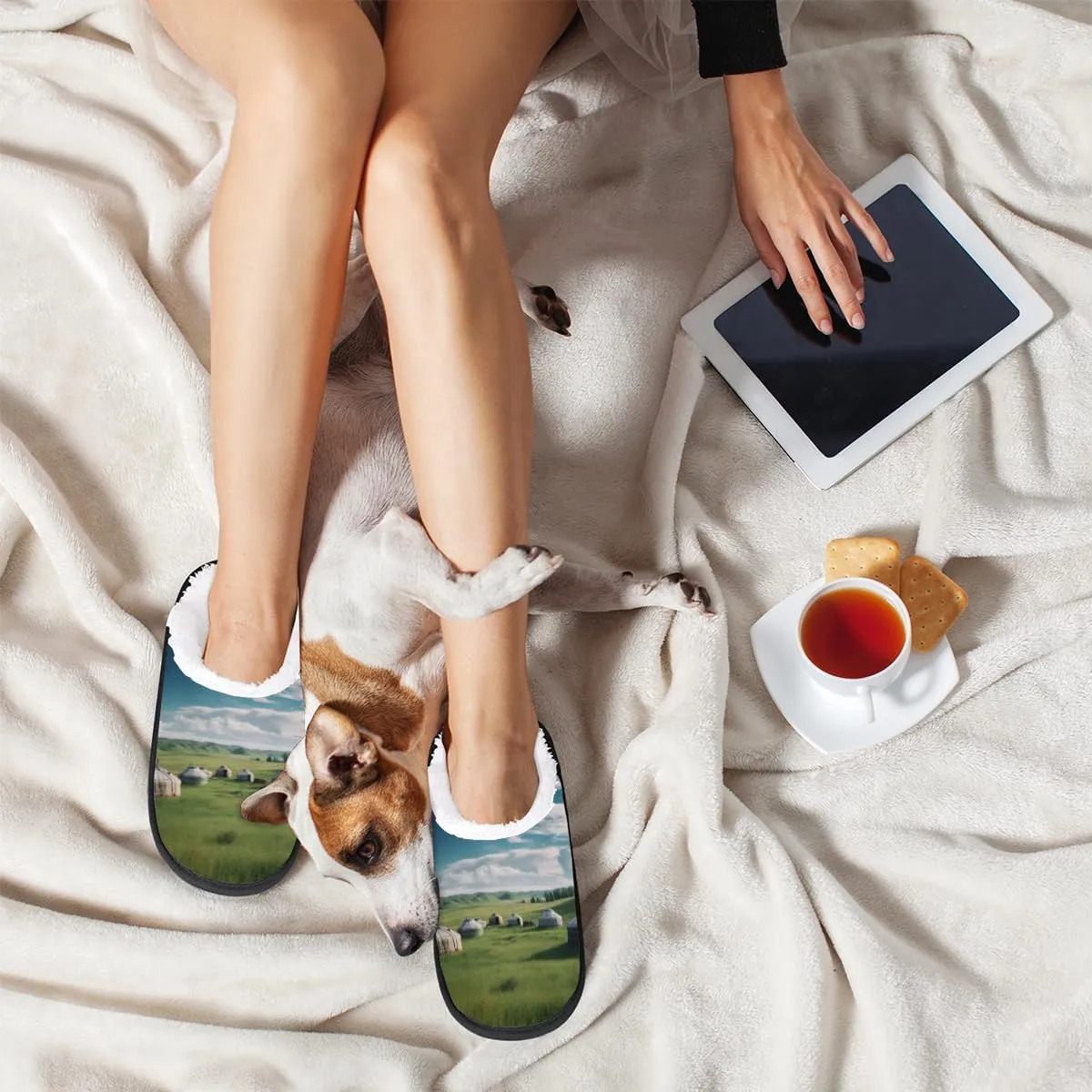 Underwater Sunshine Women's Indoor Bedroom Slippers Soft Fuzzy Slip On House Slippers for Winter Bedroom Outdoor
