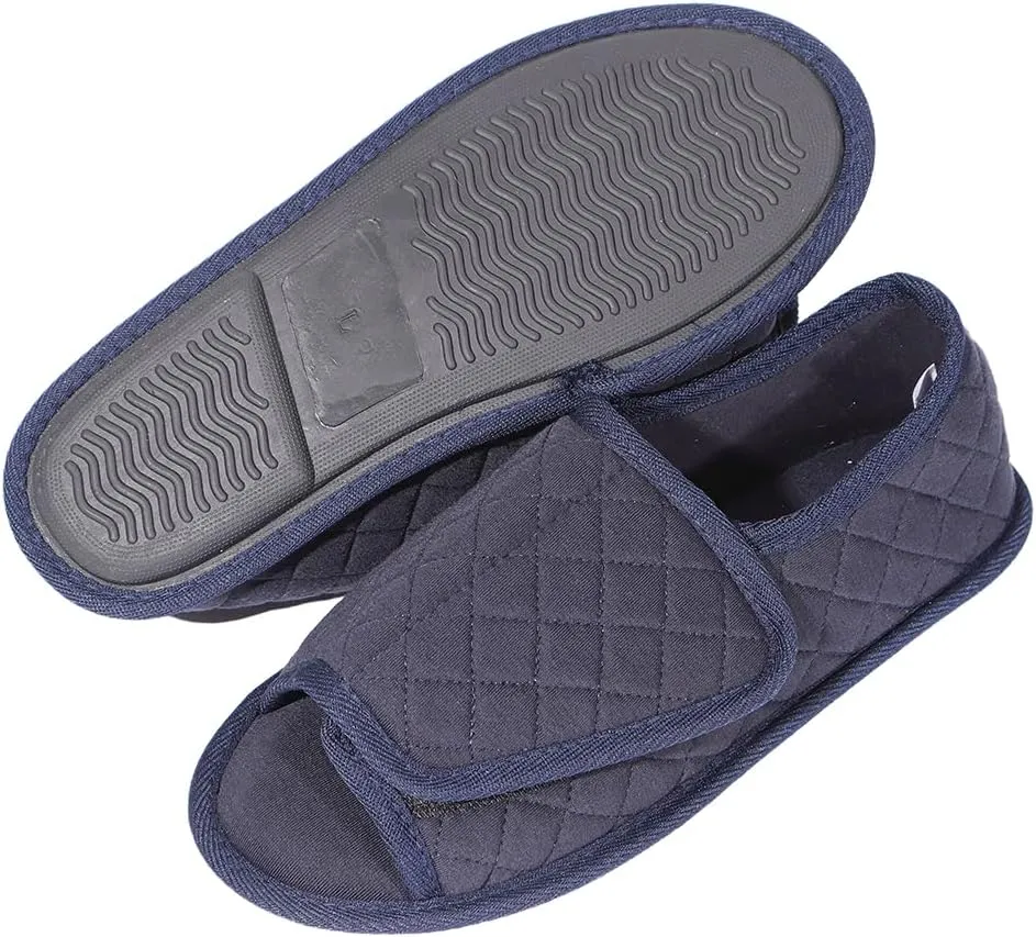 Urbancolor Women Adjustable Indoor Slippers Memory Foam House Shoes Open Toe Diabetic Slipper Arthritis Edema Extra Wide Shoes