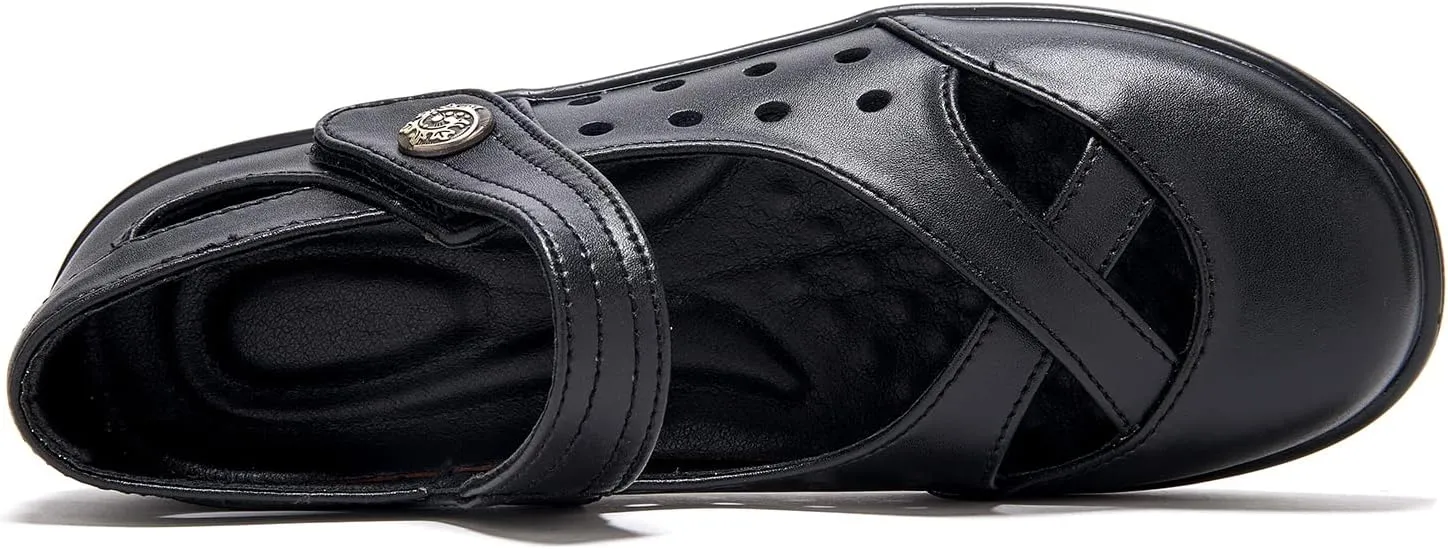 UZB Womens Mary Jane Shoes Slip On Loafers Leather Comfort Breathable Flats