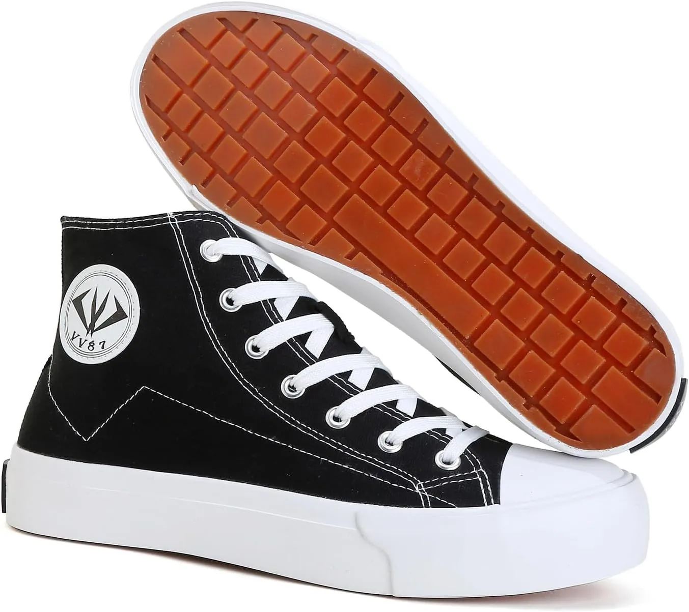 VAXAV Unisex Lightweight High Top Canvas Sneakers Breathable Flat Walking Shoes