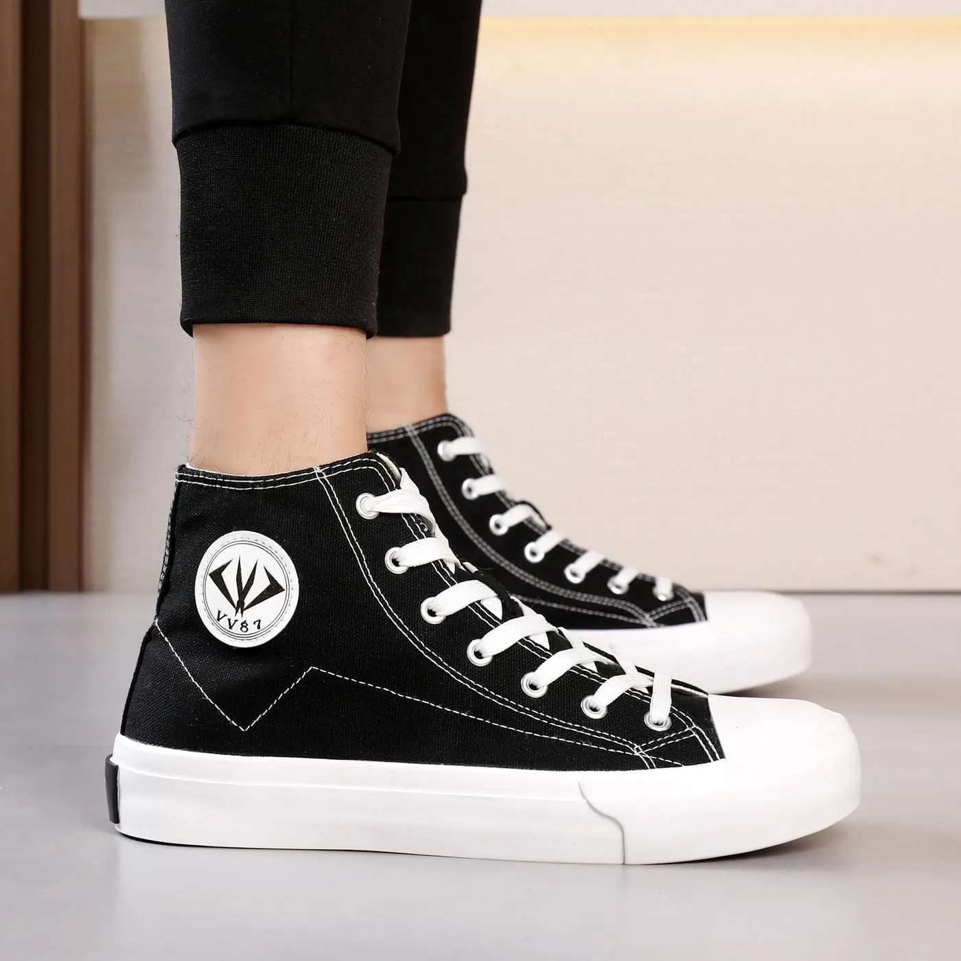VAXAV Unisex Lightweight High Top Canvas Sneakers Breathable Flat Walking Shoes