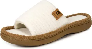 VeraCosy Women's Open Toe Slippers Soft Terry Cloth Indoor Slip on House Shoes