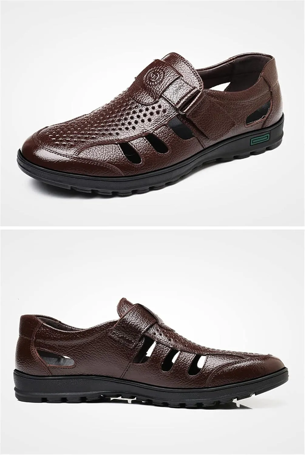 Veslexth Men Business Working Sandals Man Summer Office Breathable Loafers Leather Walking Slip-on Casual Oxfords Male Cocktail Party Fashion Dress Formal Shoes