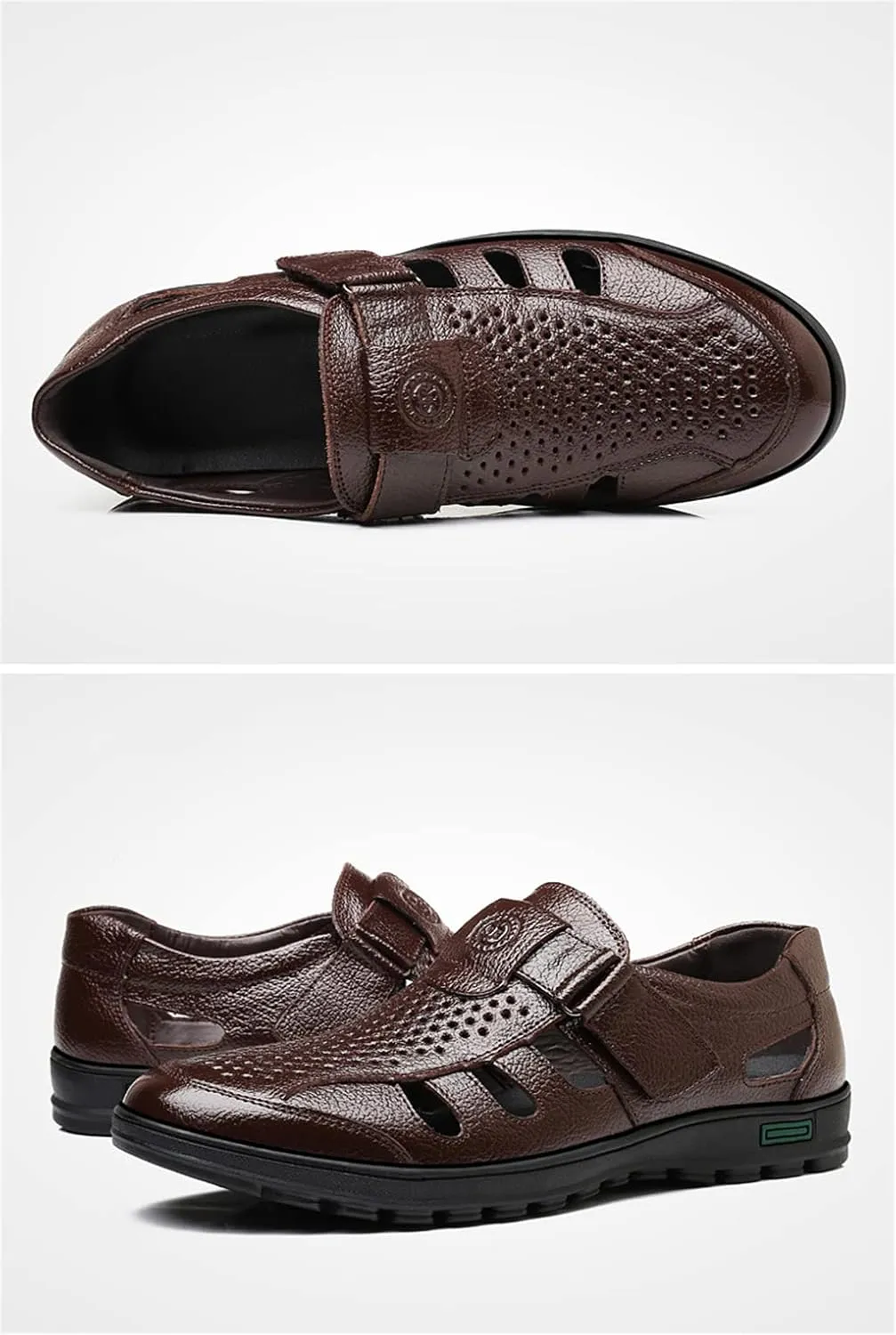 Veslexth Men Business Working Sandals Man Summer Office Breathable Loafers Leather Walking Slip-on Casual Oxfords Male Cocktail Party Fashion Dress Formal Shoes