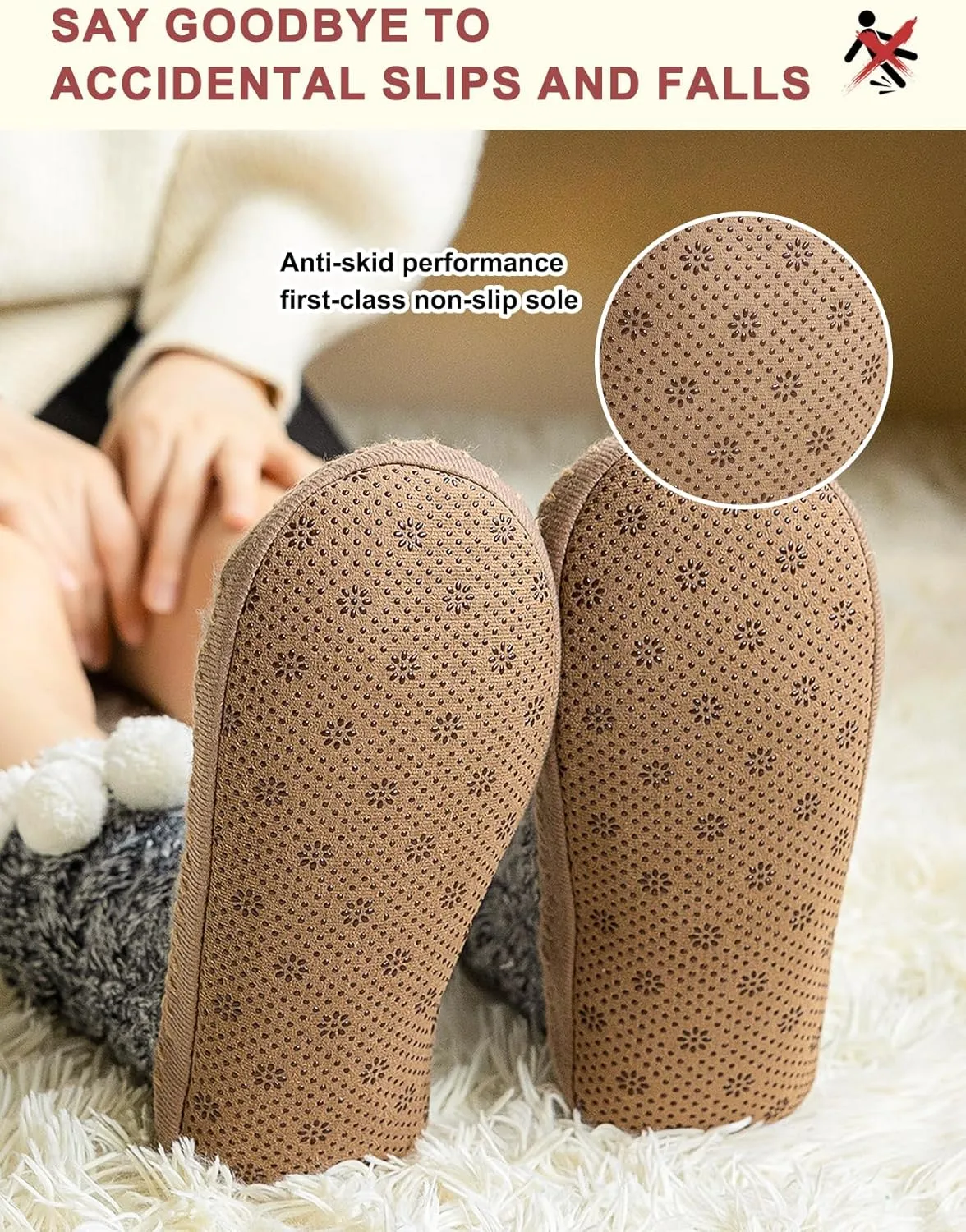 Vihir Warm Women's Slipper Socks Cozy Indoor Floor with Super Soft Fuzzy Lining and Non-Slip Sole, perfect Winter Comfort in Multiple Colors, Ideal Gift Choice