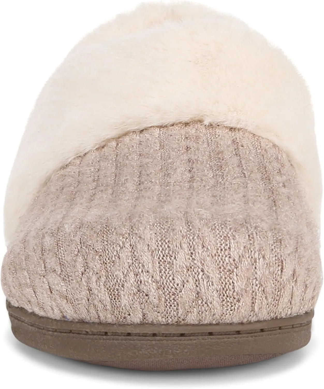 Vionic Endear Women's Cable Knit Faux Fur Trim Comfort Slipper