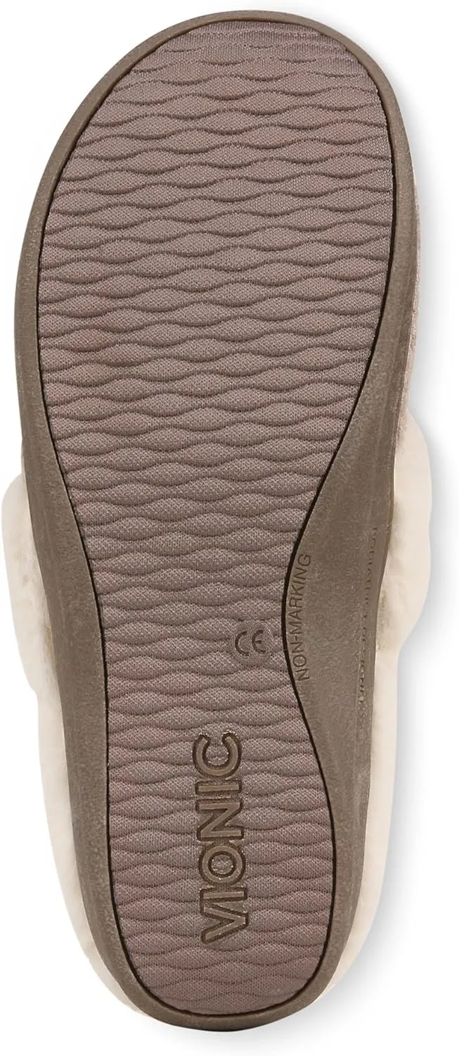 Vionic Endear Women's Cable Knit Faux Fur Trim Comfort Slipper