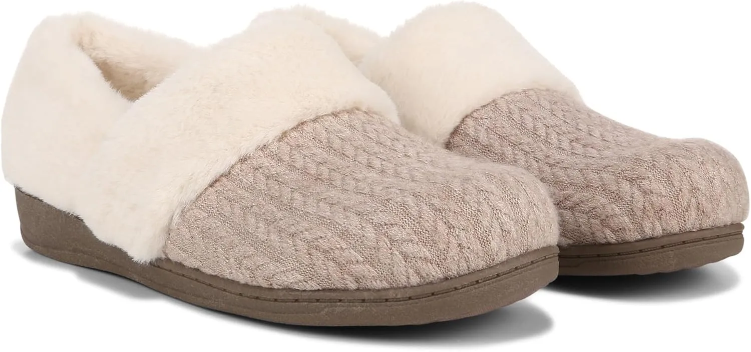 Vionic Endear Women's Cable Knit Faux Fur Trim Comfort Slipper