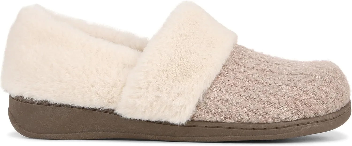 Vionic Endear Women's Cable Knit Faux Fur Trim Comfort Slipper