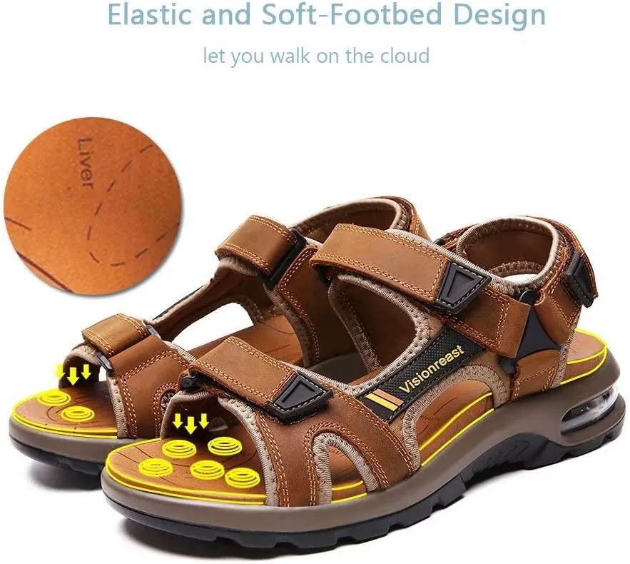 visionreast Mens Athletic Sandals Open Toe Hiking Outdoor Non-slip Sandals Air Cushion Sport Casual Beach Sandals