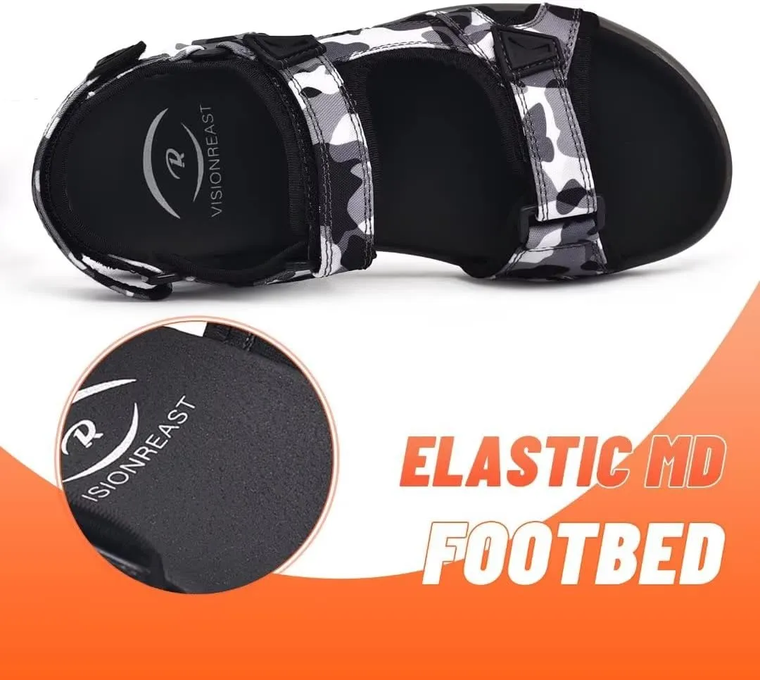 visionreast Mens Athletic Sandals Open Toe Hiking Outdoor Non-slip Sandals Air Cushion Sport Casual Beach Sandals
