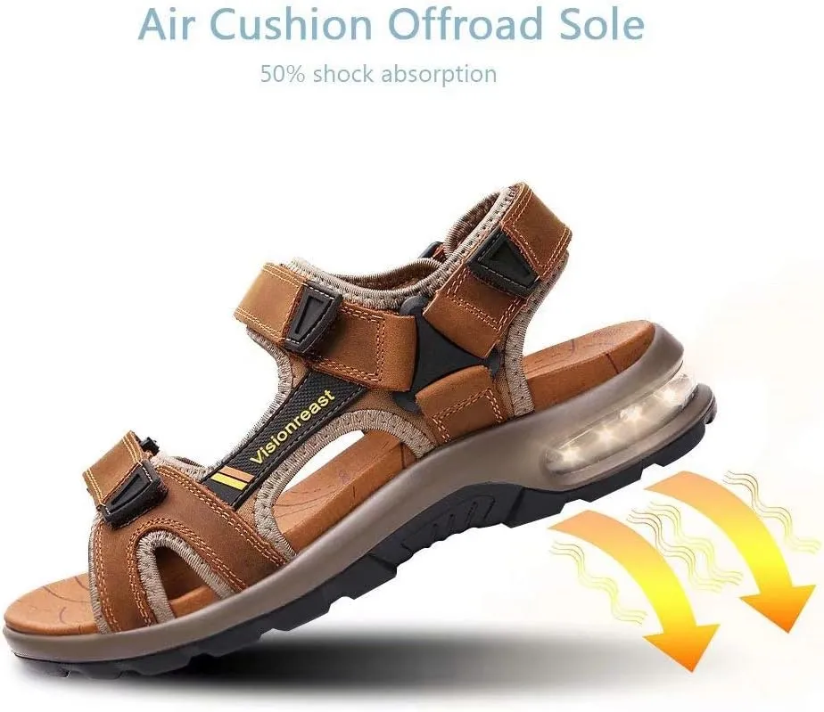 visionreast Mens Athletic Sandals Open Toe Hiking Outdoor Non-slip Sandals Air Cushion Sport Casual Beach Sandals