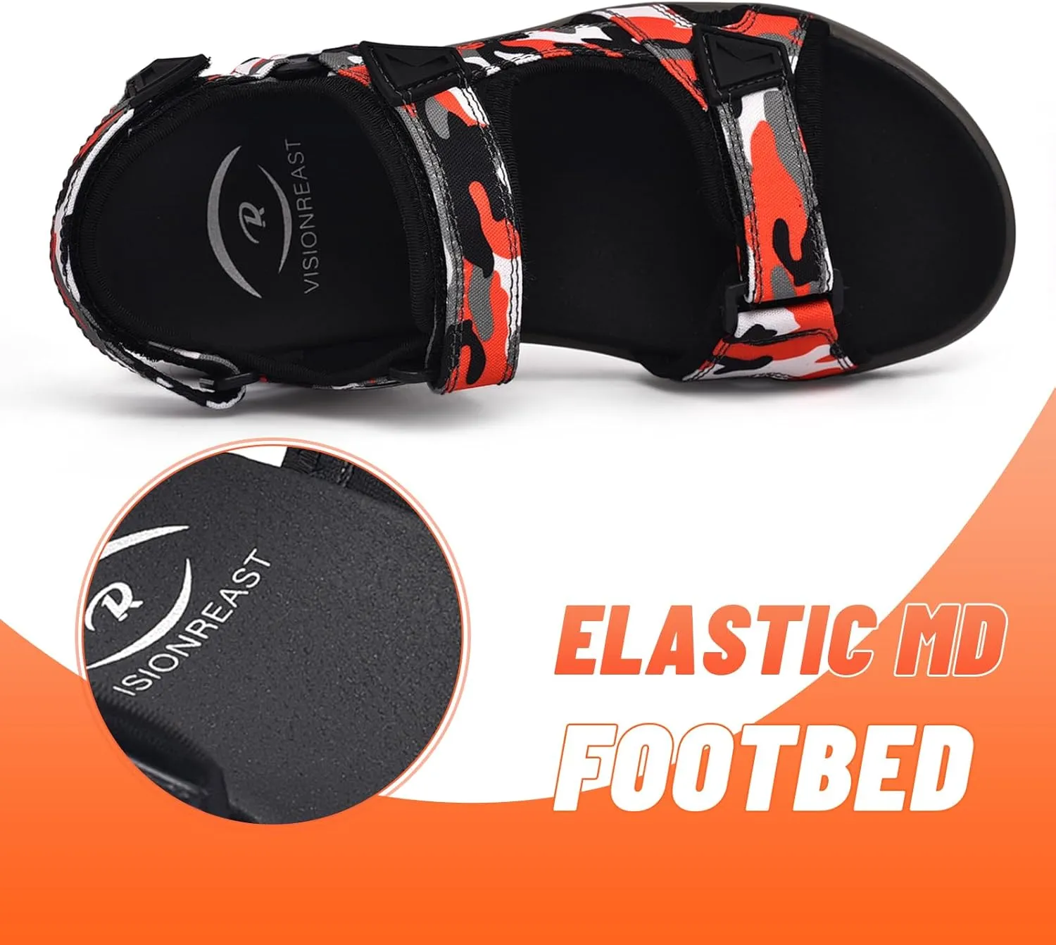 visionreast Mens Athletic Sandals Open Toe Hiking Outdoor Non-slip Sandals Air Cushion Sport Casual Beach Sandals