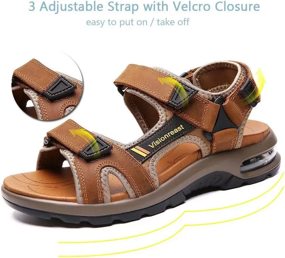visionreast Mens Athletic Sandals Open Toe Hiking Outdoor Non-slip Sandals Air Cushion Sport Casual Beach Sandals