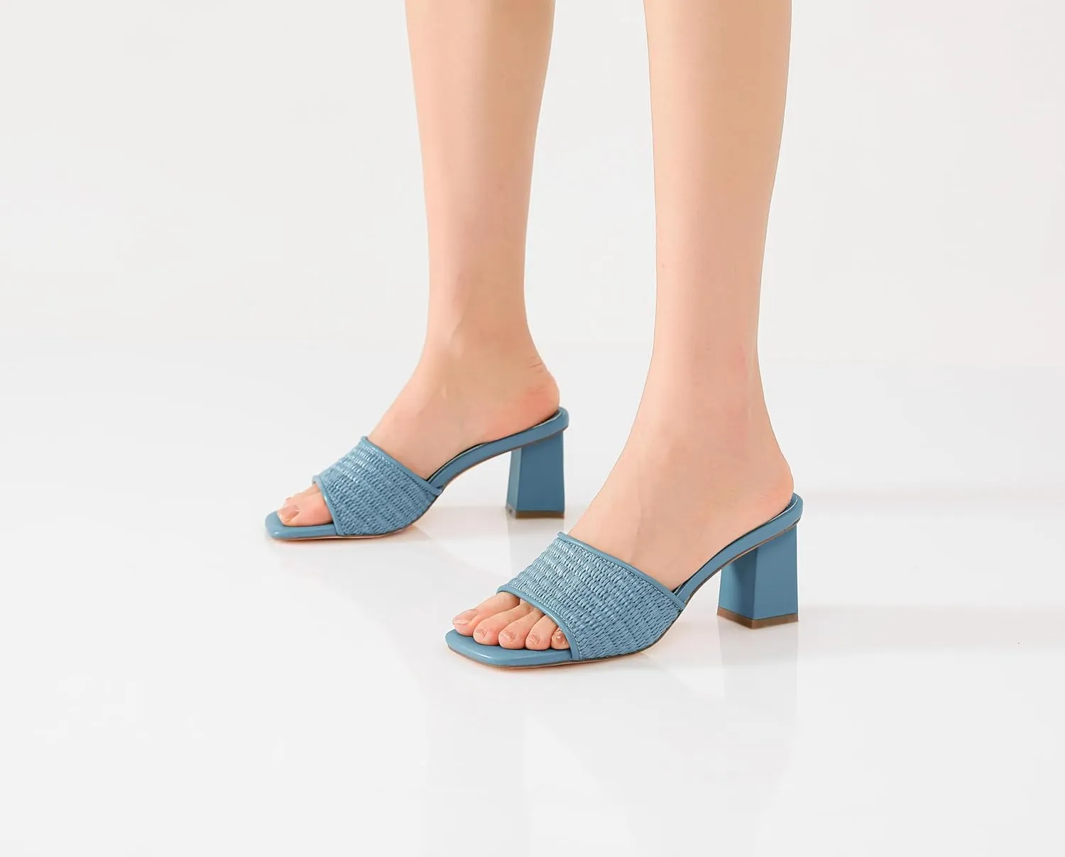vivianly Womens Clear Heels Sandals Transparent Chunky Heels Backless Open Toe Slip on Mules Heeled Slipper Dress Shoes
