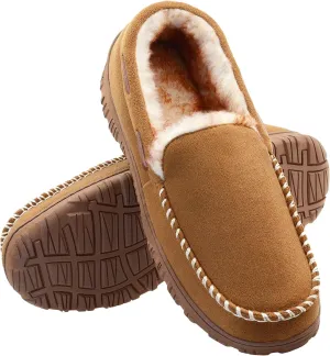 Vonair Mens Moccasin Slippers Indoor Outdoor Slip on Warm House Shoes Breathable Moccasins for Men