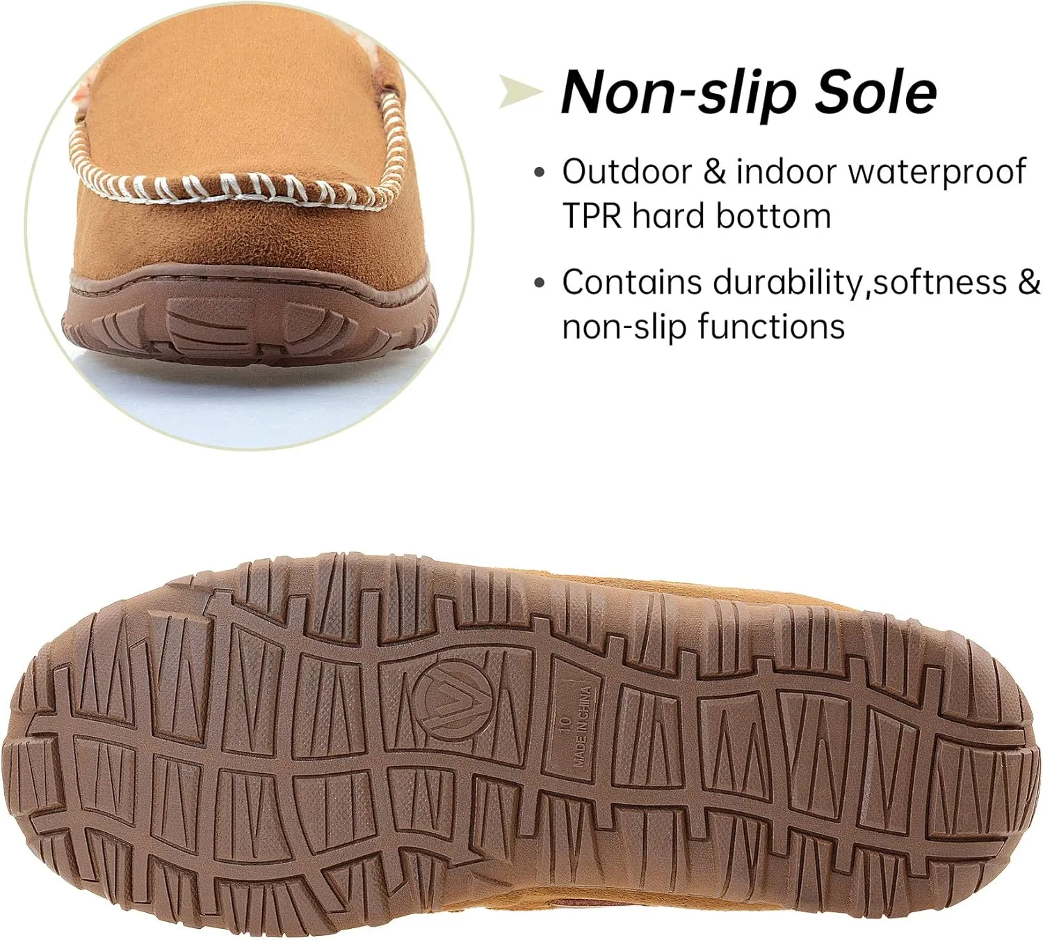 Vonair Mens Moccasin Slippers Indoor Outdoor Slip on Warm House Shoes Breathable Moccasins for Men