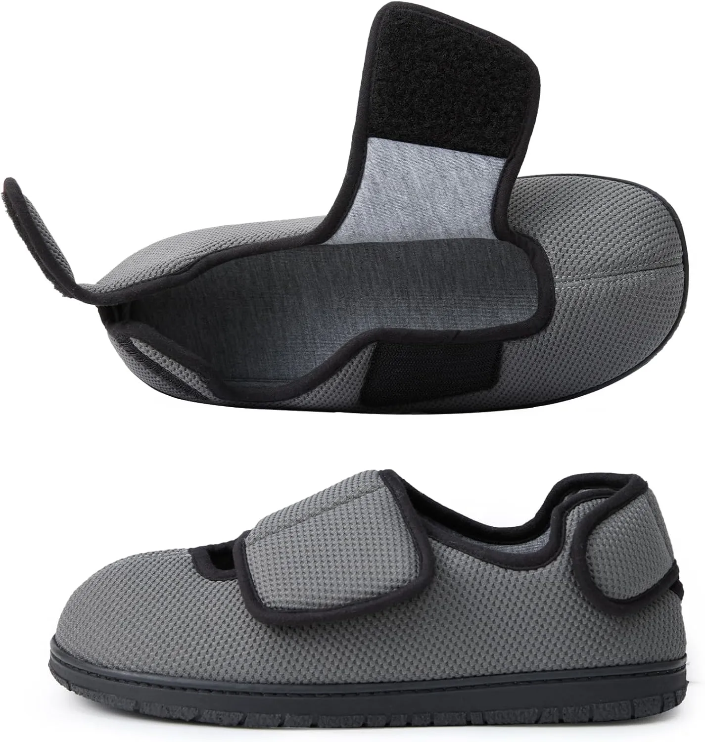 WALKFUN Men's Diabetic House Shoes Mesh Memory Foam Indoor Slippers Removable Insole Adjustable Slip on Slippers for Men
