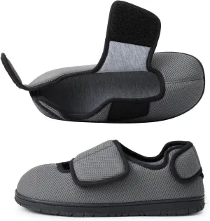 WALKFUN Men's Diabetic House Shoes Mesh Memory Foam Indoor Slippers Removable Insole Adjustable Slip on Slippers for Men