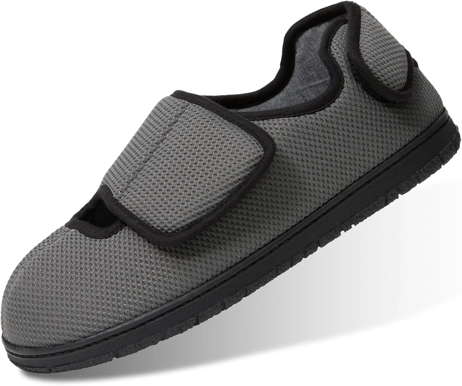 WALKFUN Men's Diabetic House Shoes Mesh Memory Foam Indoor Slippers Removable Insole Adjustable Slip on Slippers for Men